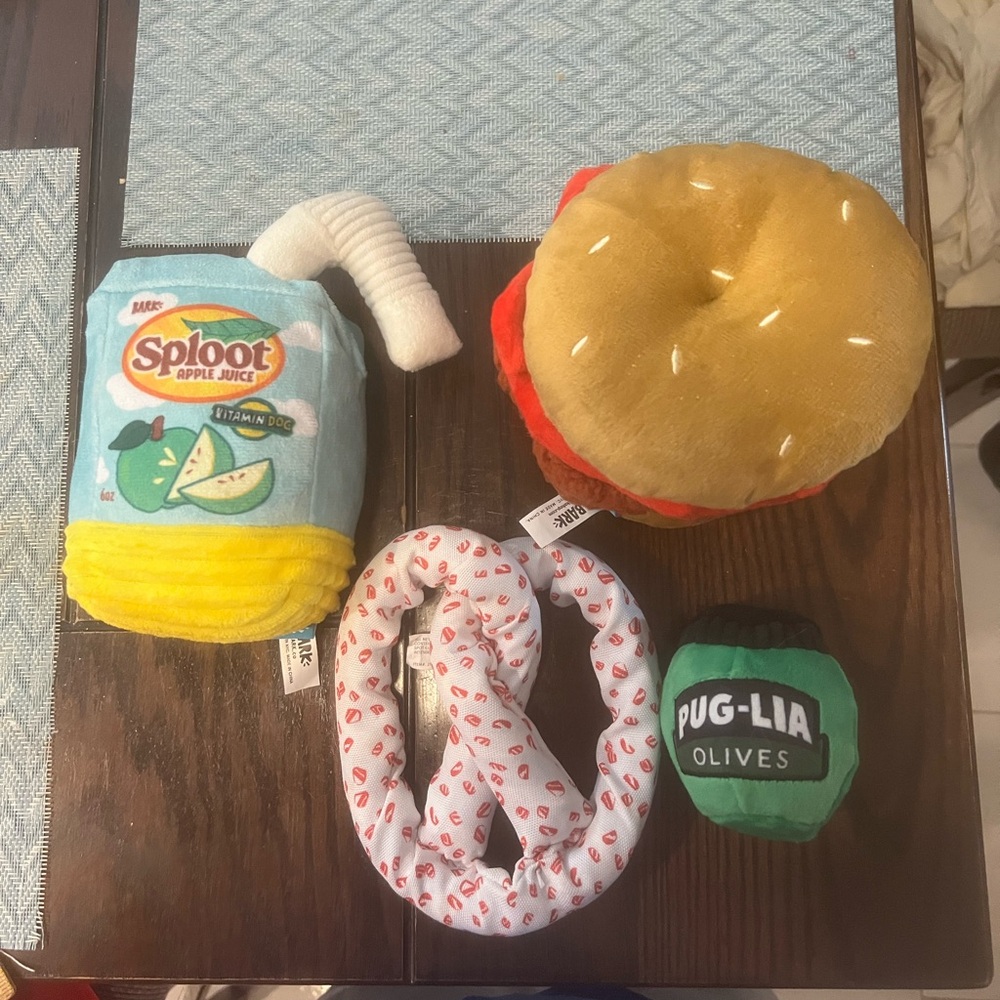 Bark Dog Plush Colorful Food Themed Toy Set (4 Toys)